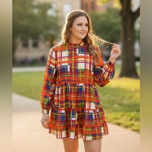 Grace + Emma Colorful Plaid Women's Dress